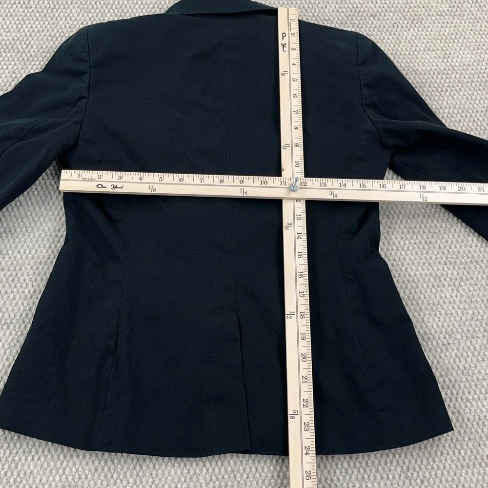 Lauren Ralph Lauren Blazer Women 6 Black Sports Coat Jacket Silver Metal Buttons